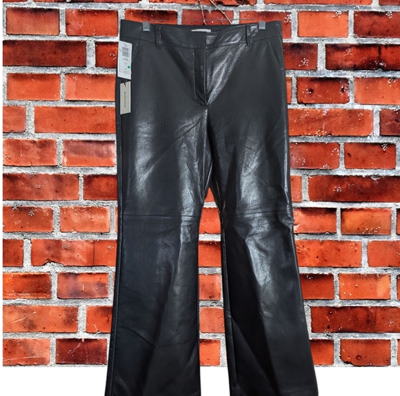 NWT Babaton Aritzia Wide Leg Flare Black Faux Leather Pants Size 10 - Picture 3 of 12